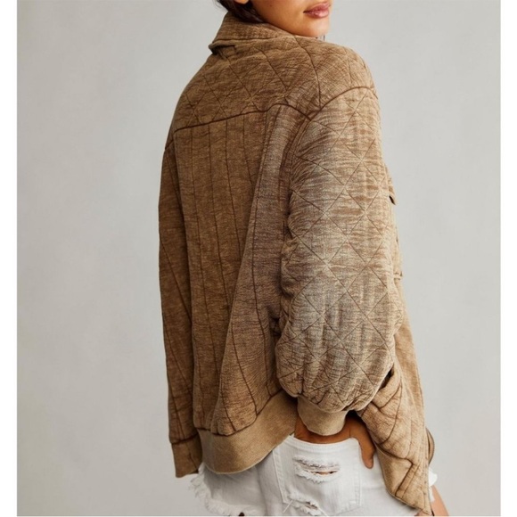 Free People Luna Cozy Bomber Jacket Oversized Zip Front Drawstring Detail XS - Picture 4 of 16